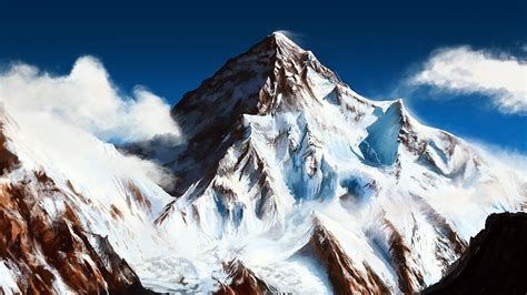 Icy mountain painting, mountains, snow, snowy peak HD wallpaper ...