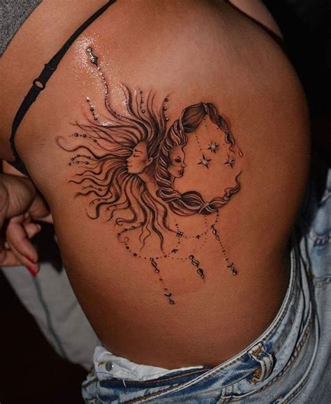 Gorgeous tattoo representation of the sun & moon using women ...