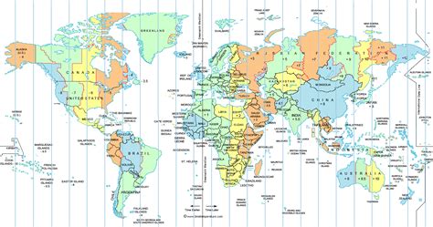 World Map With Time Difference - Gennie Clementine