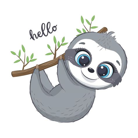 Cute sloth character 1213406 Vector Art at Vecteezy