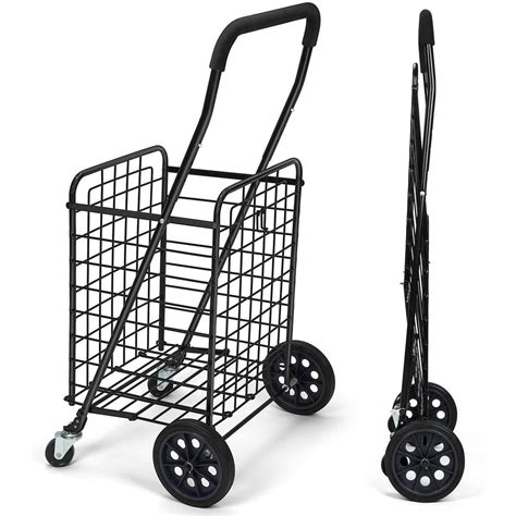 PERLESMITH Utility Carts Shopping Cart with Dual Swivel Wheels ...