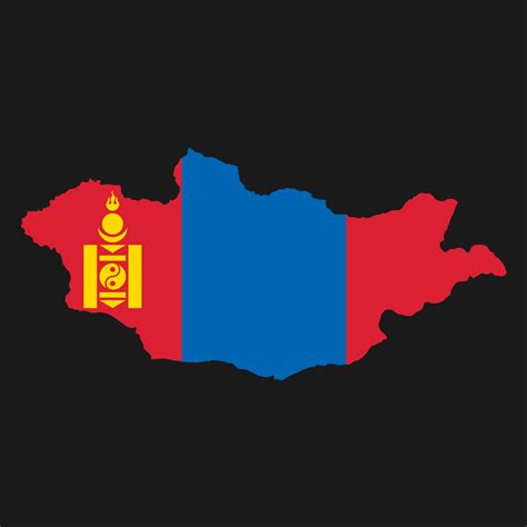 Mongolia map silhouette with flag on black background 3330794 Vector ...