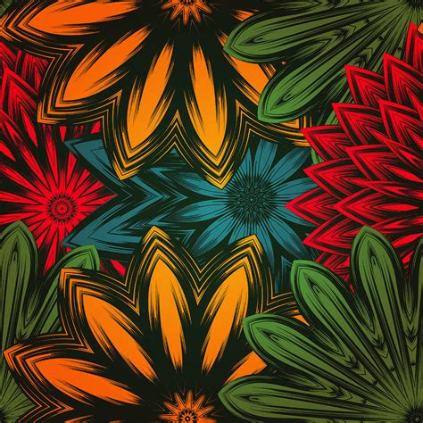 Seamless floral background. Tracery handmade nature ethnic fabric ...