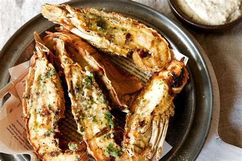 Garlic butter moreton bay bug tails with garlic and walnut mayo ...