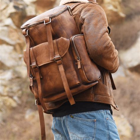 Handmade Vintage Brown Leather Backpack Casual Rucksack Travel Backpac ...