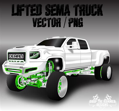 Lifted White Chevy 2500 Denali sema Truck PNG / Vector AI - Etsy