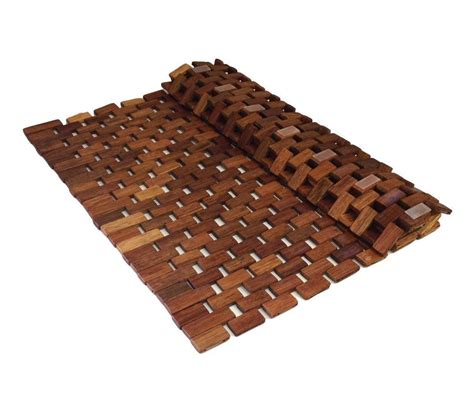 Folding Teak Bath Mat Mildew Resistant Shower Mat With Non Slip Feet ...