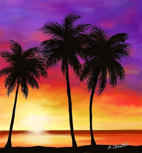 palm tree beach sunset - Clarice Jewell