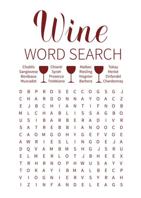 Fun Wine Word Search Game — Thrifty Mommas Tips