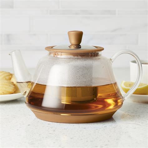 BonJour Glass Teapot with Metallic Copper Detailing - Walmart.com ...