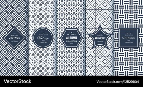 Blue line seamless patterns for universal Vector Image