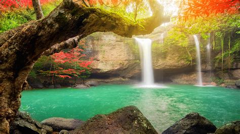 Фото Таиланд Heo Suwat Waterfall Khao Yai National Park 1920x1080