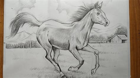 Running Horse Drawing In Pencil