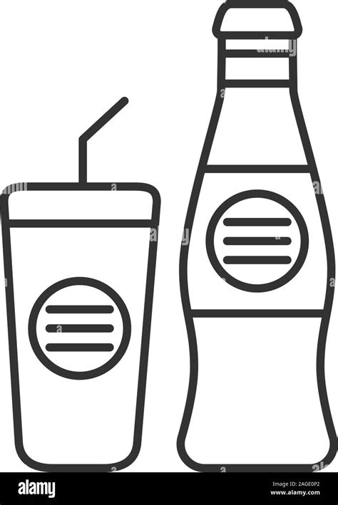 Cold drinks linear icon. Thin line illustration. Bottle and plastic ...