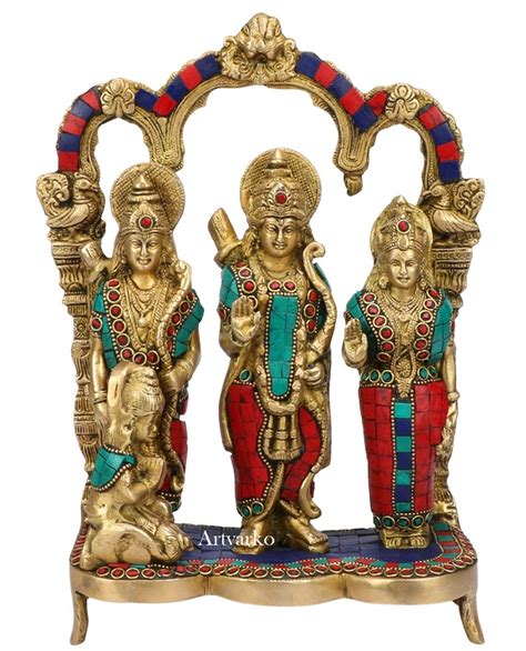 Brass Metal Lord Ram Darbar Murti Rama Sita Laxman Hanuman God Statue ...