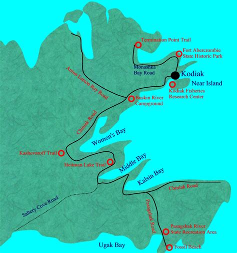 Kodiak Road Map | Kodiak Island Road System | Kodiak