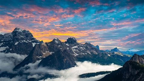 Italian national park, mountains, clouds, sunset, 1600x900 wallpaper ...