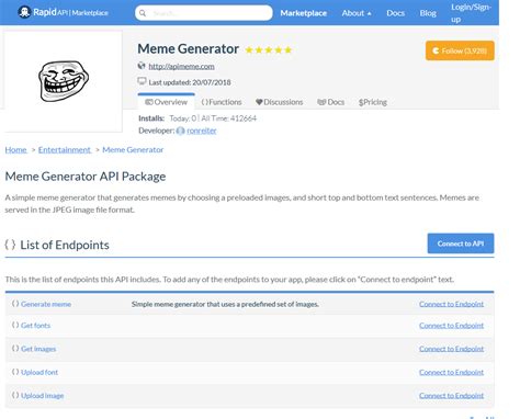 Meme Generator API (Overview, Documentation & Alternatives) | RapidAPI