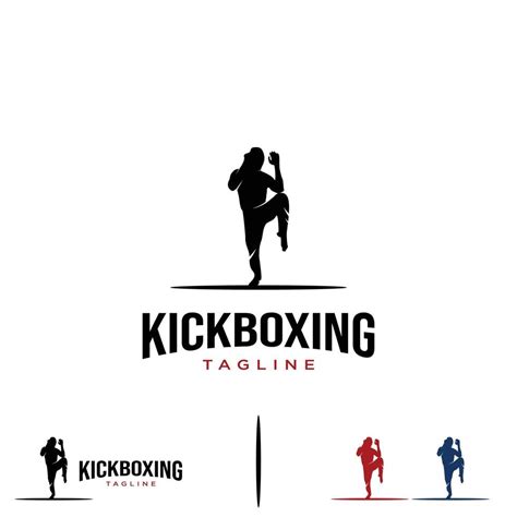 male silhouette practicing kick boxing logo design on isolated ...