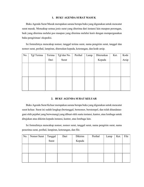 SOLUTION: Formulir kearsipan buku agenda surat masuk dan keluar lembar ...