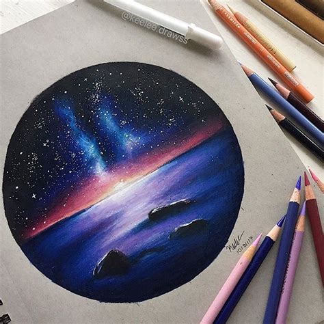 Galaxy sunset drawing | Sunset drawing, Color pencil drawing, Pencil ...