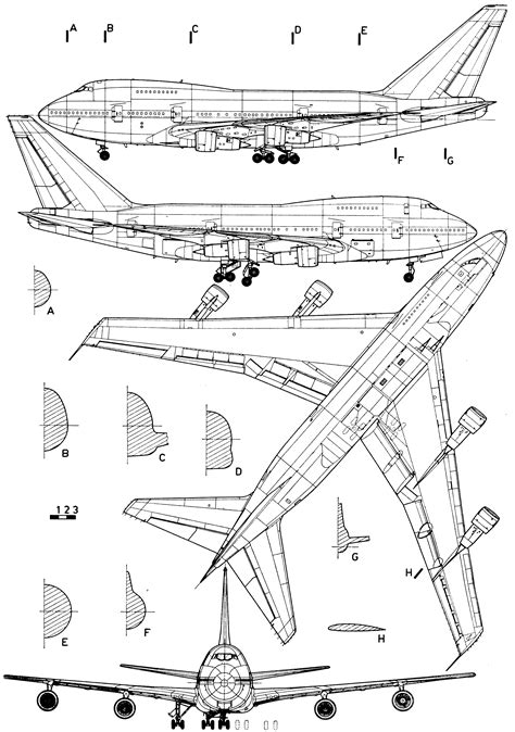 Boeing 747 Blueprint - Download free blueprint for 3D modeling | Boeing ...