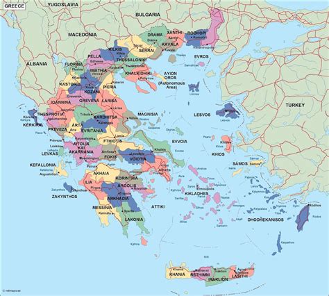 greece political map. Illustrator Vector Eps maps. Eps Illustrator Map ...