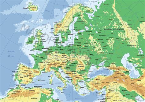 Physical Map of Europe