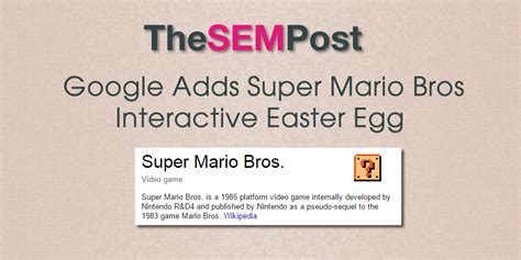 Google Celebrates Super Mario Bros 30th Anniversary with Easter Egg