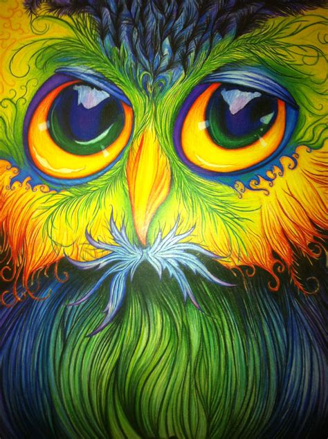 Pencil Crayon Drawing of an Owl