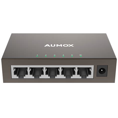 Aumox 5 Port Gigabit Ethernet Switch, Unmanaged Metal Desktop Ethernet ...