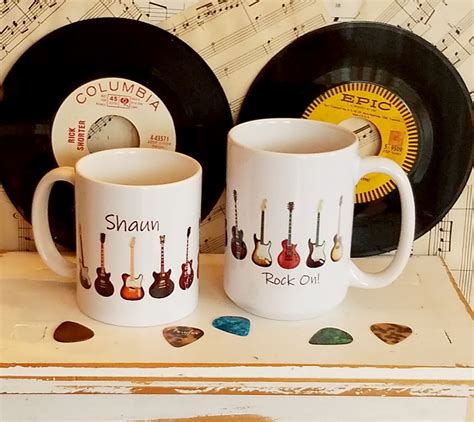 Personalized Electric Guitar Coffee Mug, Cup, Gift for Guitarist, Musician