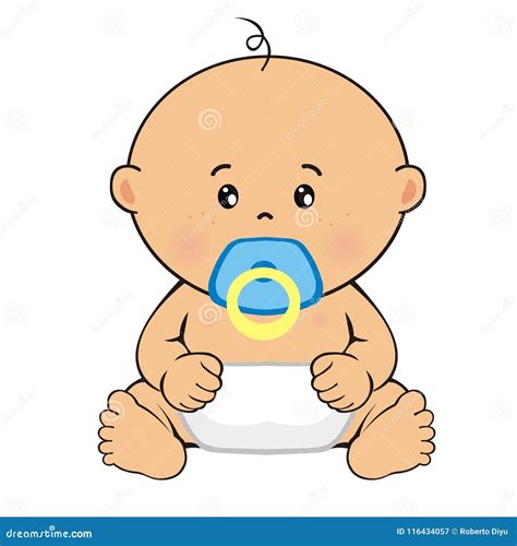 Baby Boy Sitting. Child`s Drawing Stock Vector - Illustration of baby ...