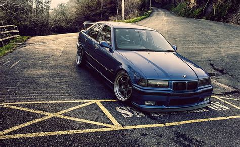 HD wallpaper: BMW E36, tuning, road, dark blue, car | Wallpaper Flare