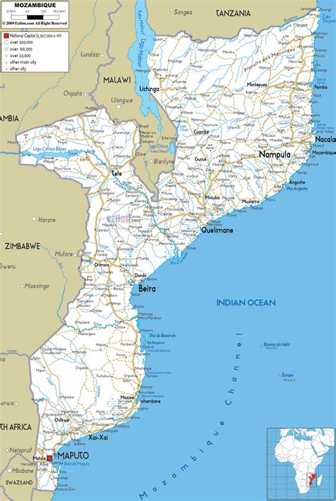 Road Map of Mozambique - Ezilon Maps