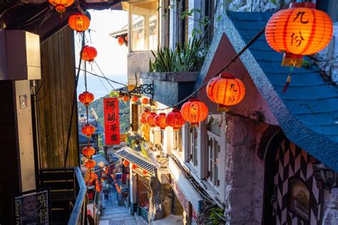 Jiufen Old Street in Taiwan at Night Stock Photo - Image of outdoor ...