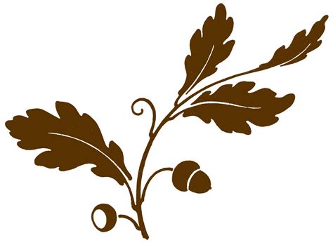 Antique Clip Art - Oak Leaf & Acorns - Silhouette - The Graphics Fairy