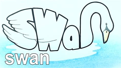 Swan drawing easy|Turn word into drawing|Creative drawing ideas|Word ...