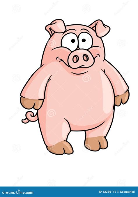 Fat happy pink cartoon pig stock vector. Illustration of friendly ...