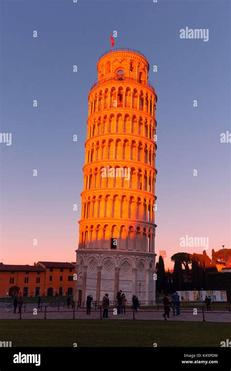 Europe,Italy,Tuscany,Pisa. Leaning Tower of Pisa at sunset Stock Photo ...