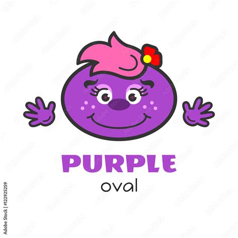 Oval geometric shape vector illustration for kids. Cartoon purple oval ...