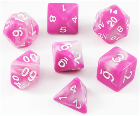 Blended Dice (Think Pink) RPG Role Playing Game Dice Set – Dark Elf Dice