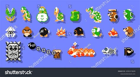 Set Enemies Characters Super Mario Bros Stock Vector (Royalty Free ...