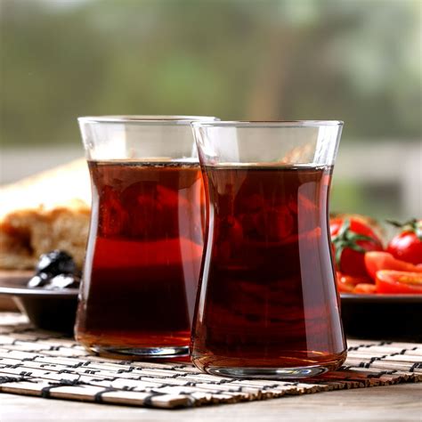 Crystalia Turkish Tea Glass Cups: Traditional Tea Set of 6 with Modern ...