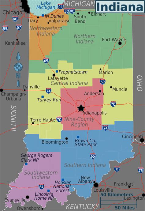 Indiana Regions Map • Mapsof.net