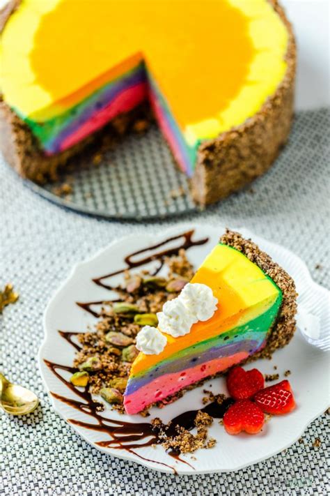 No-bake Rainbow Cheesecake with Fruity-vanilla Flavor