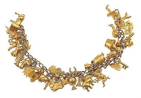 9ct Gold Charm Bracelet with Assorted Charms - Bracelets/Bangles ...