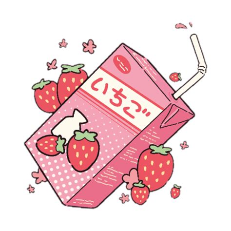 STRAWBERRY MILK KAWAII FACE ANIME KAOMOJI EMOTICON CARTOON - Strawberry ...