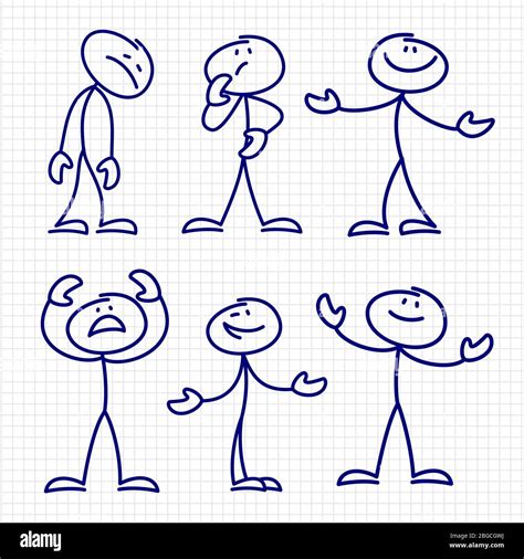 Simple hand drawn stick figures set vector. Figure stick drawing sketch ...