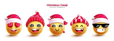 Premium Vector | Christmas emoji characters vector set design christmas ...